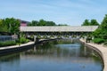 Covered Bridge along the Naperville Riverwalk in Downtown Naperville Royalty Free Stock Photo