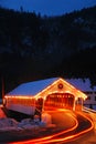 A covered bridge at Christmans Royalty Free Stock Photo