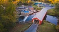 Covered Bridge over New England Stream Royalty Free Stock Photo