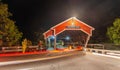 Covered Bridge in Jackson, New Hampshire. Night view with city traffic