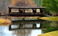 Covered Bridge over River , Hollis, Maine at Sunrise Royalty Free Stock Photo