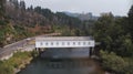 Covered bridge over river near Vida, Oregon Royalty Free Stock Photo