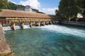 The covered bridge and sluice Obere Scherzligschleuse (Thun, Switzerland) Royalty Free Stock Photo