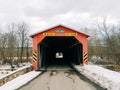 A covered bridge with snow, Adair Bridge, Perry County, Pennsylvania Royalty Free Stock Photo