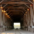 Covered bridge at sunset Royalty Free Stock Photo