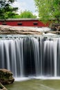 Covered Bridge and Waterfall Royalty Free Stock Photo