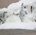 covered car with white foam after the collision Royalty Free Stock Photo