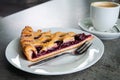 Covered cherry pie with a coffee, Helden, The Netherlands