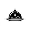 Restaurant Cloche Dome with Fork and Plate, Food Service Logo Royalty Free Stock Photo