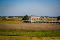 Covered dock juts out into the wetlands of Carolina Beach State Park