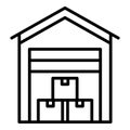 Covered export warehouse icon, outline style