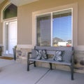 Covered front patio of a house in Utah