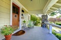 Covered front porch. craftsman style home. Royalty Free Stock Photo