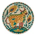 Covered with glaze ceramic plate handmade