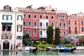 Covered gondolas on on a venetian Canal, Venice, Italy Royalty Free Stock Photo