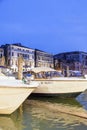 Covered gondolas on on a venetian Canal, Venice, Italy Royalty Free Stock Photo