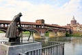 The covered Pavia bridge in Italy