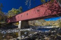 Covered Red Bridge, West Cornwall covered bridge over Housatonic River, West Cornwall, Connecticut, USA - October 18, 2016 Royalty Free Stock Photo