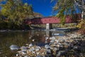 Covered Red Bridge, West Cornwall covered bridge over Housatonic River, West Cornwall, Connecticut, USA - October 18, 2016 Royalty Free Stock Photo