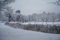 Covered in snow trees and frosty river in public park in Riga, Latvia Royalty Free Stock Photo