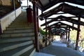 The covered stairway to the monastery. Taung Kalat. Mount Popa. Mandalay region. Myanmar