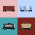 Set of Freight Rail Wagons