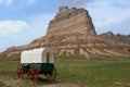 Covered Wagon at Scotts Bluff National Monument in Nebraska Royalty Free Stock Photo