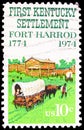 Covered Wagons at Fort Harrod, First Settlement in Kentucky, 250th Anniversary Issue serie, circa 1974