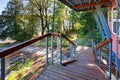 Covered walkway of amazing lake house.