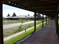 covered walkway at vila gale hotel guarajuba bahia Royalty Free Stock Photo