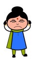 Covering Ears Indian Lady Cartoon