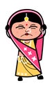 Covering Ears Indian Woman Cartoon