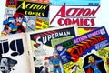 Covers of ACTION COMICS, American Comic book with Superman and Supergirl the first major superhero characters