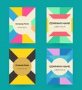 Covers with flat geometric background.