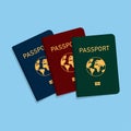 Covers of passports of different colors