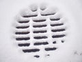 Covers after snowfall covered by snow. Snowy Sewer enter Royalty Free Stock Photo