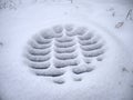 Covers after snowfall covered by snow. Snowy Sewer enter Royalty Free Stock Photo