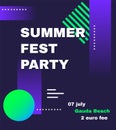 Electronic music fest, electro summer poster template. Modern club party flyer. Abstract gradients music background. Royalty Free Stock Photo