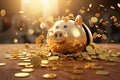 Coveted Golden piggybank coins. Generate Ai Royalty Free Stock Photo