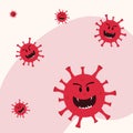 vector illustration of coronaviruses floating in the air