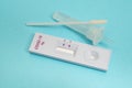 Covid-19 Ag home self-test kit on a blue background Royalty Free Stock Photo