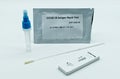 Covid-19 antigen rapid test kit set isolated on white background.