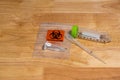 Covid19 antigen test kit with dropper, pipette, plastic tubs and biohazard bag