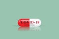 Covid-19 antiviral drug capsules. illustrator Vector