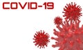 Covid-19 banner. Red virus bacteria cells 3D render background image on white background. Flu, influenza, coronavirus model Royalty Free Stock Photo