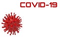 Covid-19 banner. Red virus bacteria cells 3D render background image on white background. Flu, influenza, coronavirus model Royalty Free Stock Photo