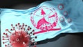 Covid in Berovo Municipality North Macedonia - coronavirus and a flag of Berovo Municipality North Macedonia as a symbol of Royalty Free Stock Photo