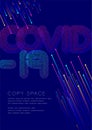 Covid-19 big text dot and dash line pattern layer overlay, Pandemic coronavirus, Poster banner or flyer template layout design