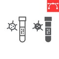 Covid-19 blood test tube line and glyph icon, coronavirus and diagnosis, blood test tube sign vector graphics, editable Royalty Free Stock Photo