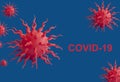 Covid-19 blue abstract background. Dangerous Coronavirus distribution model. Pandemic COVID-19. Close up. Copy space